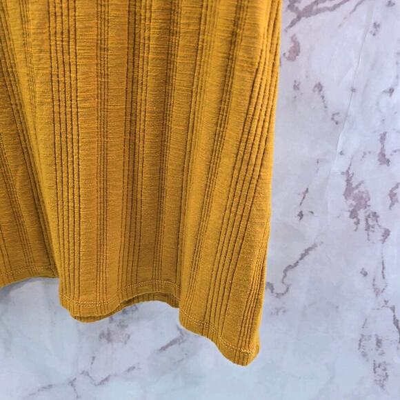 Anthropologie Top Womens XL Tank Yellow Notch Crop Ribbed Mustard Gold Pilcro - Picture 4 of 10